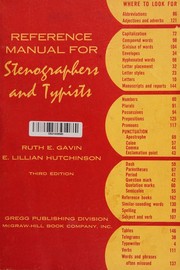 Cover of: Reference Manual for Stenographers and Typists by E. Lillian Hutchinson Ruth E. Gavin, E. Lillian Hutchinson Ruth E. Gavin