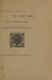 Cover of: Religio medici: and other essays