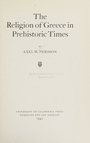 Cover of: The religion of Greece in prehistoric times