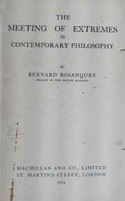 Cover of: The meeting of extremes in contemporary philosophy.