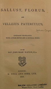 Cover of: Sallust, Florus, and Velleius Paterculus