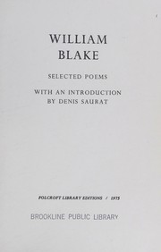 Cover of: Selected Poems (introduction by Denis Saurat) by Blake, William., Blake, William.