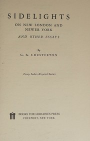 Cover of: Sidelights on new London and newer York, and other essays.