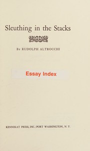 Front cover of Sleuthing in the stacks by Altrocchi, Rudolph