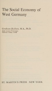 Cover of: The social economy of West Germany.