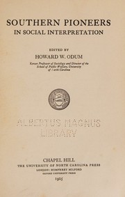 Cover of: Southern Pioneers in Social Interpretation by Howard W. Odum, Howard W. Odum