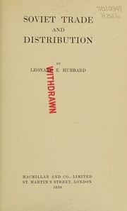 Cover of: Soviet trade and distribution by Leonard E. Hubbard, Leonard E. Hubbard