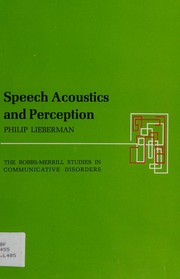 Cover of: Speech acoustics and perception