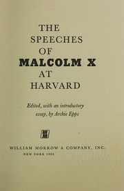 Cover of: The speeches of Malcolm X at Harvard.