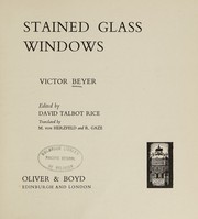 Cover of Stained glass windows by victor beyer