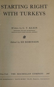 Front cover of Starting right with turkeys by G. T. Klein