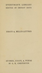 Cover of: Stories, essays, & poems (Everyman's library. Essays and belles-lettres. [no. 913])