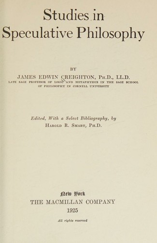 cover of Studies in speculative philosophy ..