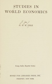 Cover of: Studies in World Economics.