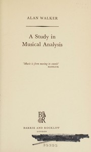Cover of: A Study in Musical Analysis