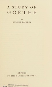 Cover of: A study of Goethe