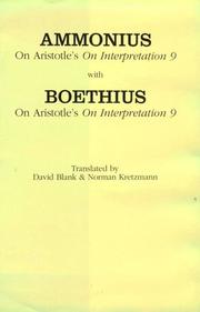 Cover of: On Aristotle's On interpretation 9 by Ammonius Hermiae