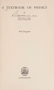 Cover of A textbook of physics by Reginald Carr Brown