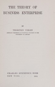 Cover of: The Theory of businees enterprise
