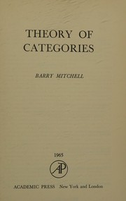Cover of: Theory of categories.