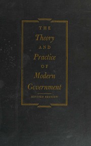 Cover of: Theory and practice of modern government. by Herman Finer, Herman Finer
