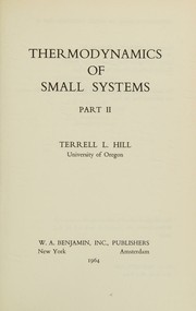 Cover of: Thermodynamics of small systems.