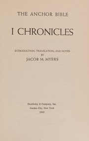 cover of Thge Anchor Bible; 1 Chronicles