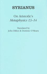 Cover of: On Aristotle's Metaphysics 13-14 (Ancient Commentators on Aristotle)