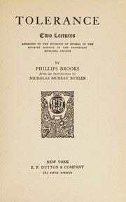 Cover of: TOLERANCE Two Lectures