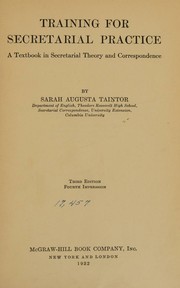 Cover of Training for secretarial practice by sarah augusta taintor
