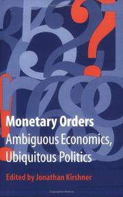 Cover of: Monetary Orders by Jonathan Kirshner