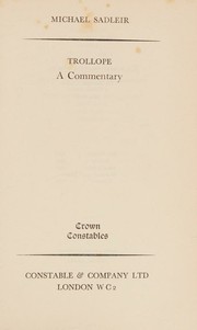Cover of: Trollope: a commentary