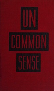 Cover of: Uncommon Sense (National Home Library) by David Cushman Coyle, David Cushman Coyle