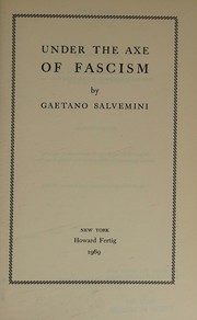 Cover of: Under the axe of fascism.