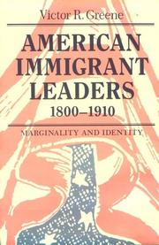 Cover of: American immigrant leaders, 1800-1910: marginality and identity