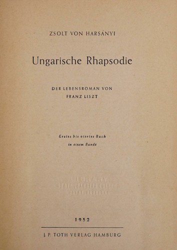 cover of Ungarische Rhapsodie