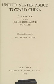 cover of United States policy toward China