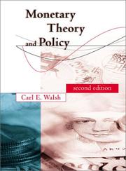 Cover of: Monetary Theory and Policy by Carl E. Walsh