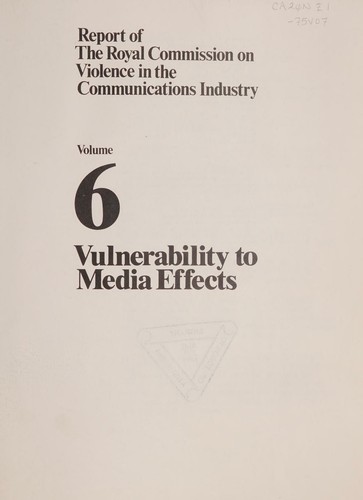 cover of Report of The Royal Commission on Violence in the Communications Industry
