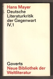 Cover of: Deutsche Literaturkritik der Gegenwart.: Vorkrieg, Zweiter Weltkrieg und zweite Nachkriegszeit (1933-1968)