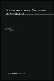 Cover of: Perspectives on the Philosophy of Wittgenstein (Studies in Contemporary German Social Thought