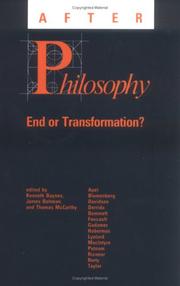 Cover of: After philosophy: end or transformation?