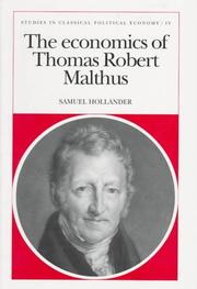 Cover of: The economics of Thomas Robert Malthus by Samuel Hollander