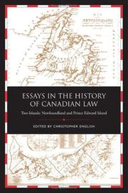 Cover of: Essays in the History of Canadian Law: Two Islands, Newfoundland and Prince Edward Island (Osgoode Society for Canadian Legal History)