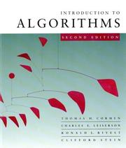 Cover of: Introduction to Algorithms, Second Edition by Thomas H. Cormen, Charles E. Leiserson, Ronald L. Rivest, Clifford Stein