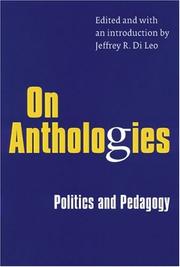 Cover of: On anthologies by edited and with an introduction by Jeffrey R. Di Leo.