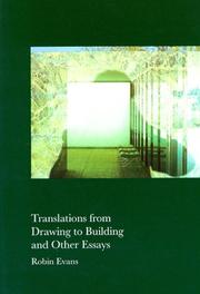 Cover of: Translations from drawing to building