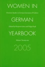 Cover of: Women in German Yearbook, Volume 21, 2005: Feminist Studies in German Literature and Culture (Women in German Yearbook)