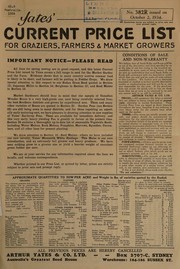 Cover of: Yates' current price list for graziers, farmers & market growers