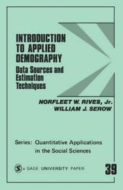 Cover of: Introduction to applied demography: data sources and estimation techniques